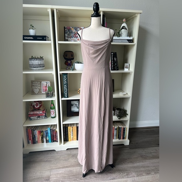 Birdy Grey Ash Crepe Bridesmaid Dress in Taupe Size Large - Picture 3 of 12